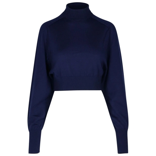 Sportmax Ululato' Blue Virgin Wool Turtleneck Sweater Blue Pull