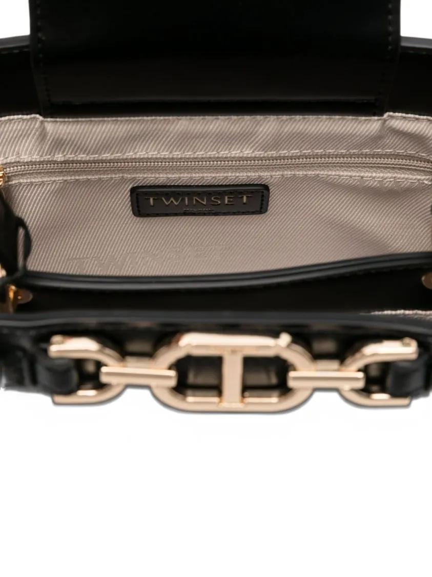 Twin-Set Hobo bags Structured Black Shoulder Bag With Gold-Tone Hardw in zwart
