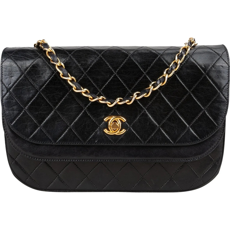 Chanel Tote Chanel Quilted Lambskin 24K Gold Halfmoon Double F schwarz