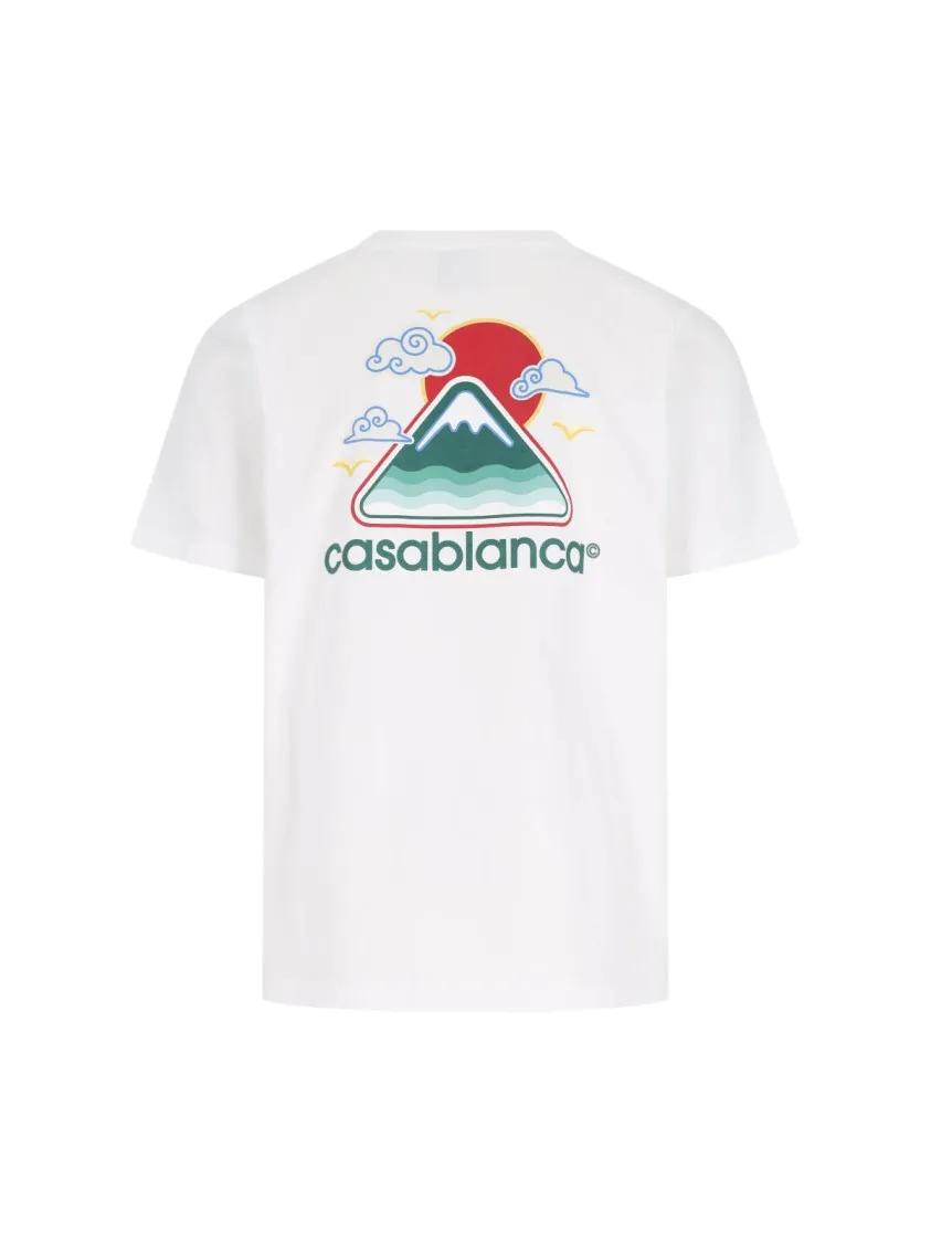 【関税込み】Casablanca ホワイト Montagne Ondulee Tシャツ Cotton Montagne Ondulee Short-Sleeve Crochet Shirt – Casablanca