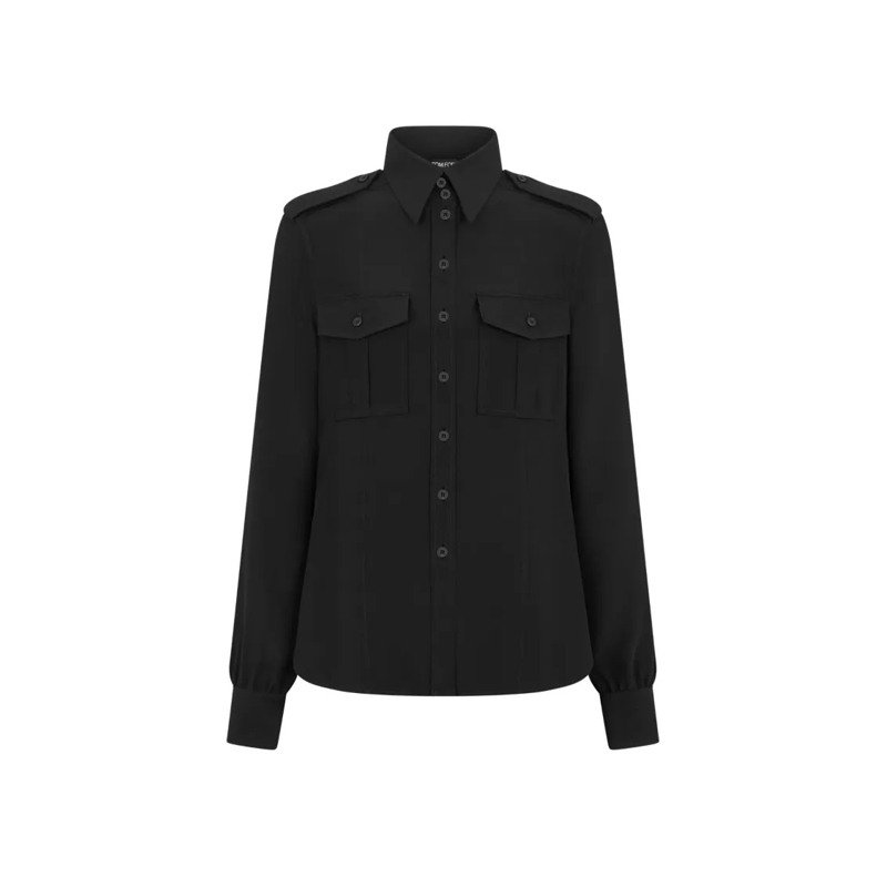 Tom Ford Overhemd Silk Crepe De Chine Shirt Black