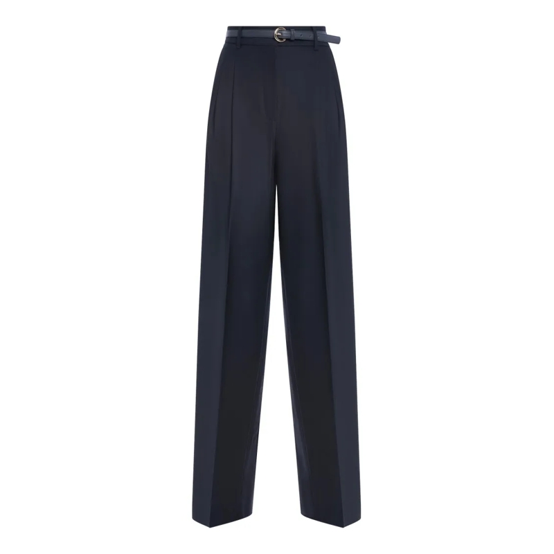 Max Mara  Tailored Blue Stretch Wool Twill Trousers Blue