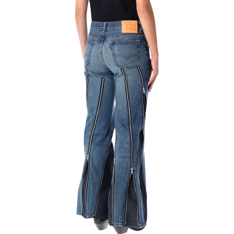 Junya Watanabe Jeans Blue Zipped Denim Jeans Blue