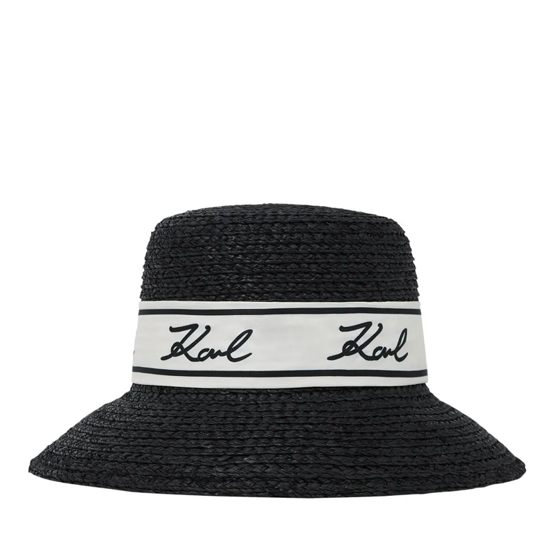 Karl Lagerfeld Mütze Signature-Sonnenhut mit Schal Hut schwarz