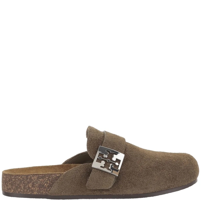 Tory Burch Sandalen Suede Mules With Ankle Strap Grey