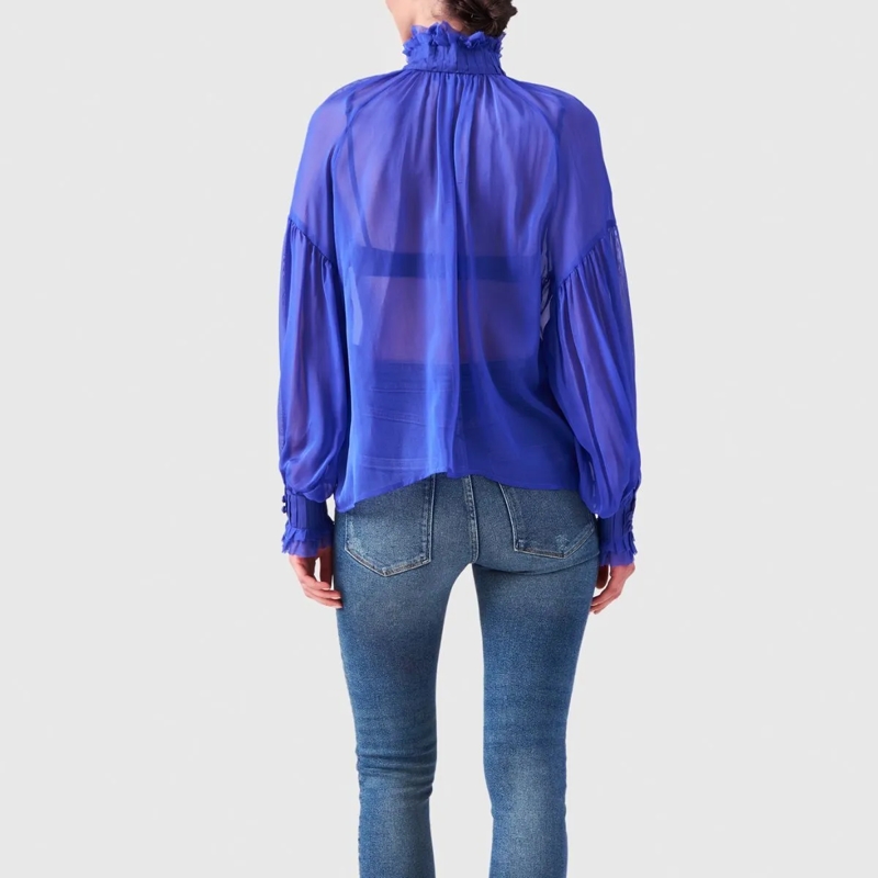 Helene Galwas Bluse Seidenbluse BABETT blau(Image 3)