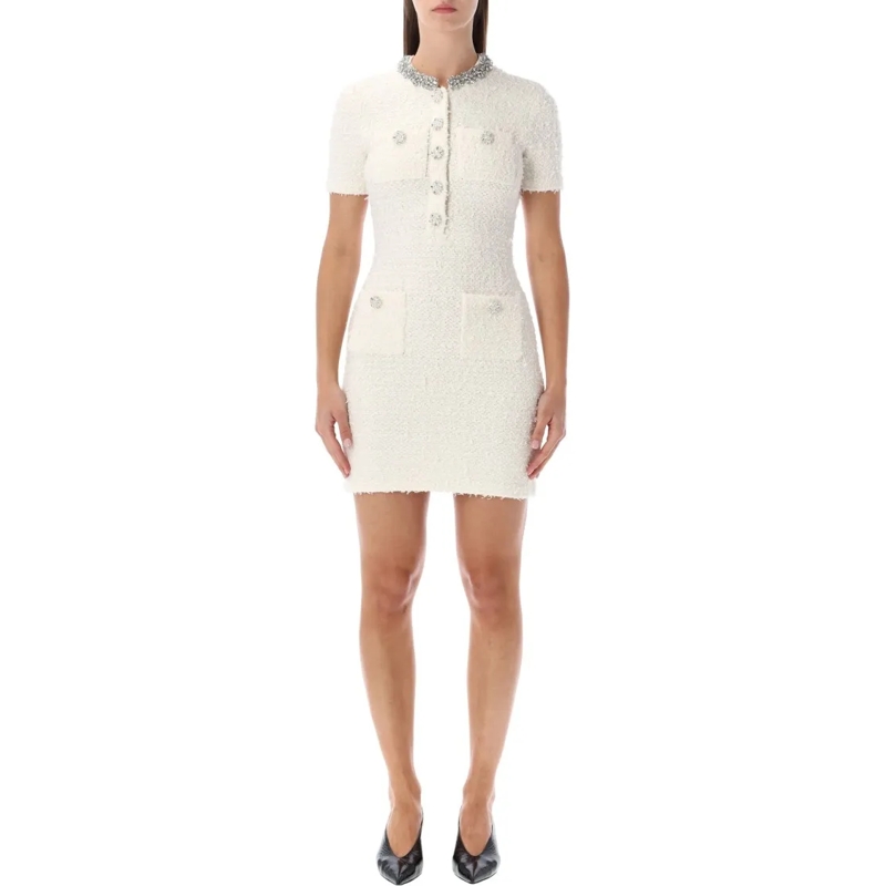 Self Portrait Minikleid Cream Bouclé Knit Mini Dress Neutrals