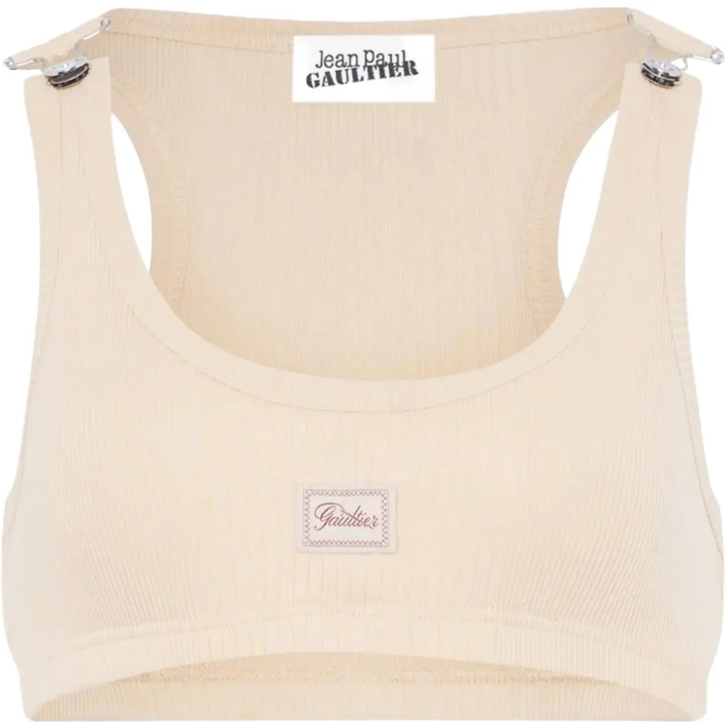 Jean Paul Gaultier T-Shirt Cotton Ribbed Bra With Gaultier Patch And Overall  mehrfarbig