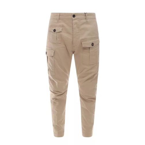 Dsquared2 Cargo Cotton Trouser With Pockets Brown Pantalon cargo