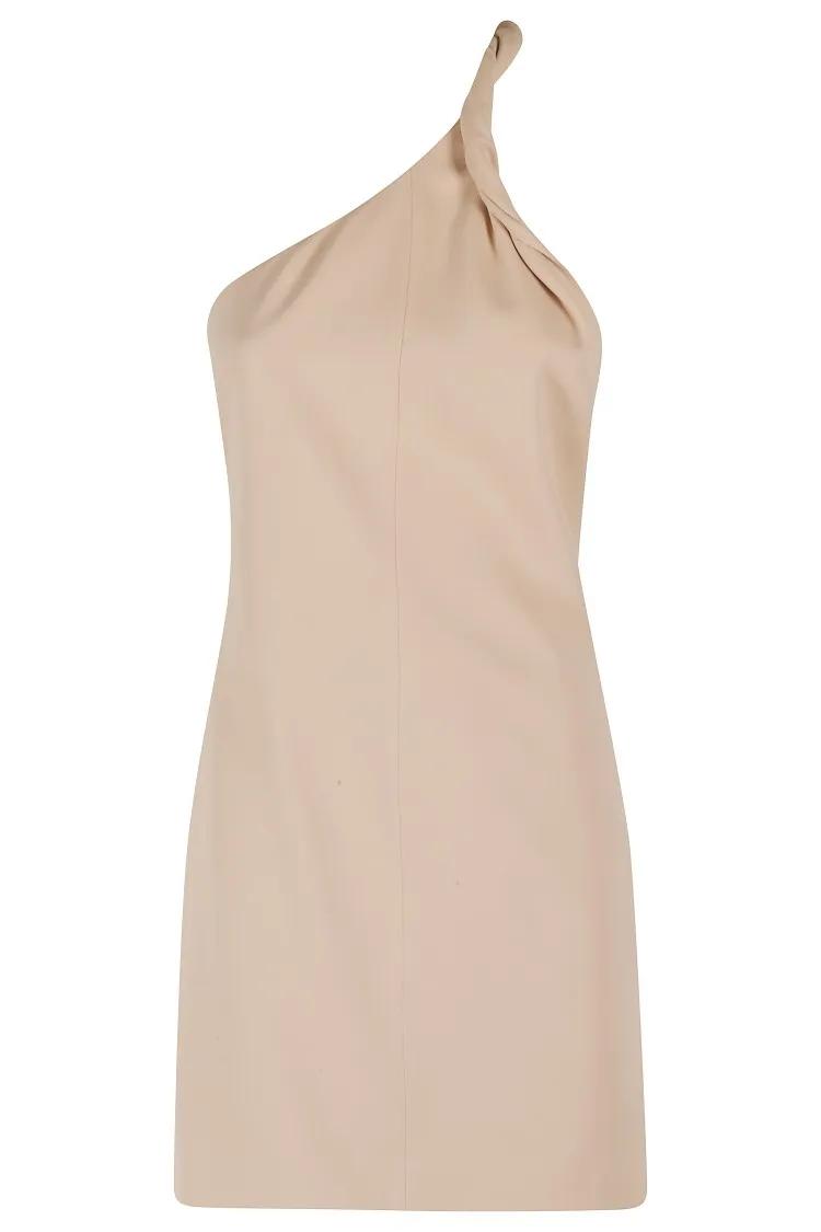 Thumbnail - Federica Tosi - Torcion Mini Dress With Unique Neckline - Größe 38 - beige