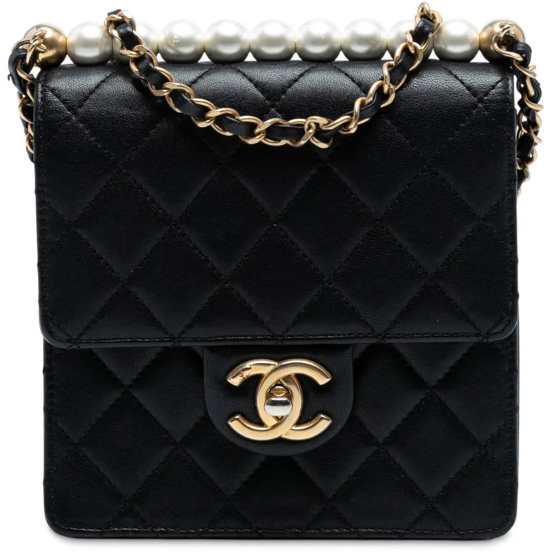 Chanel Sac à bandoulière Small Lambskin Chic Pearls Flap schwarz