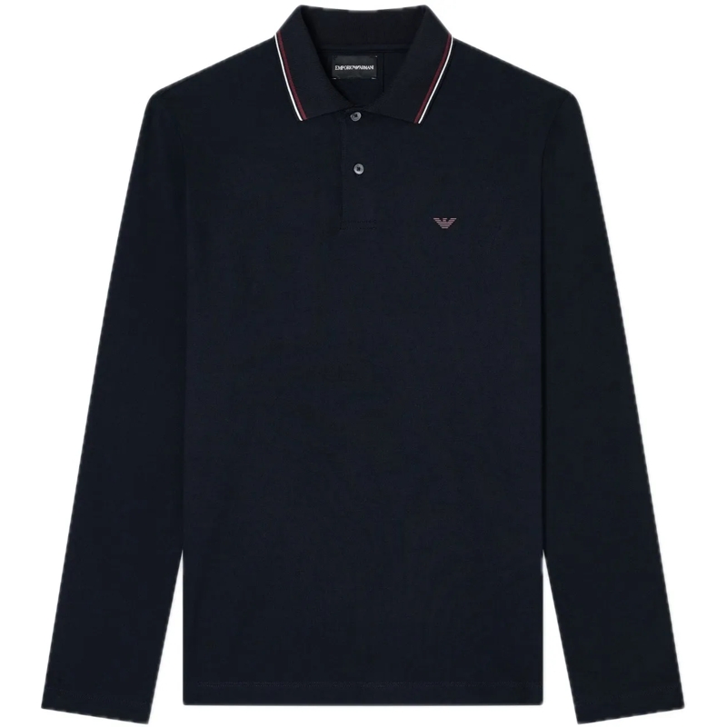 Emporio Armani Polo Double Stripe Long Sleeve Blue Navy blau