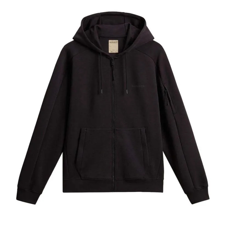 Woolrich Weste Tech Full-Zip Hoodie Black schwarz