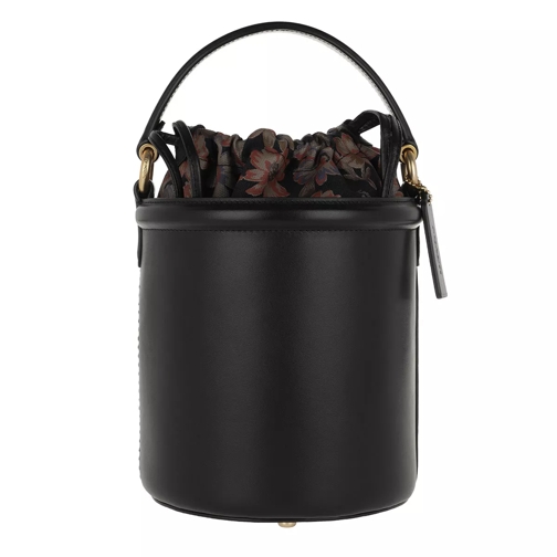 Coach Refined Leather Drawstring Bucket Bag Black Borsa a secchiello