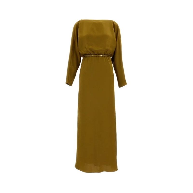 Max Mara  Olive Green Long-Sleeved Maxi Dress Green