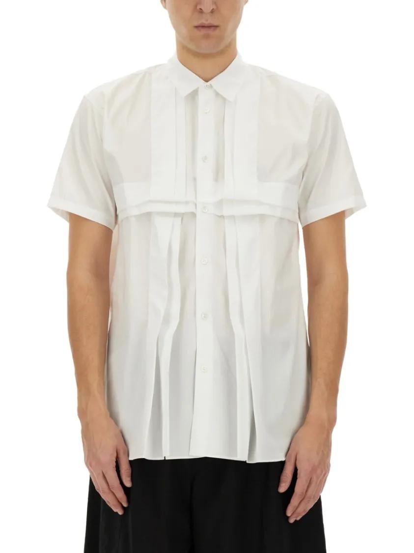 Thumbnail - Comme des Garcons - Pleated Front Cotton Poplin Shirt - Größe XL - weiß
