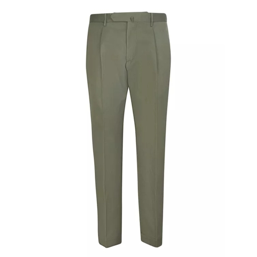 Dell'oglio Military Green Linen/Cotton Blend Trousers Green Linnen Broek