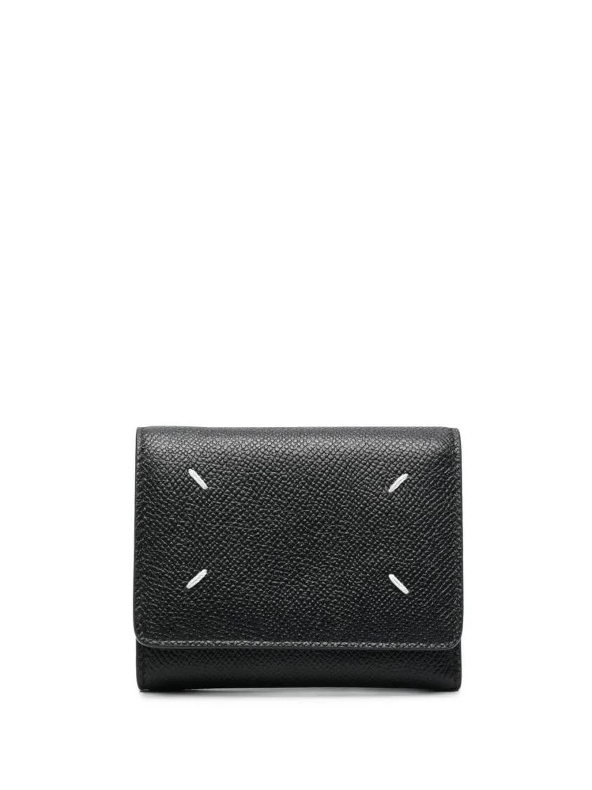 Maison Margiela Portemonnaies - Folded Four-Stitch Leather Wallet - Gr. unisize - in Schwarz - für Damen