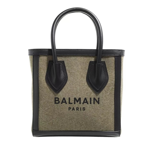 Balmain B-Army Tote Bag Canvas Khaki/Black Rymlig shoppingväska