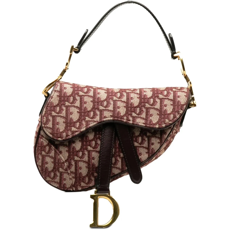 Christian Dior Schultertasche Mini Oblique Canvas Saddle Bag rot