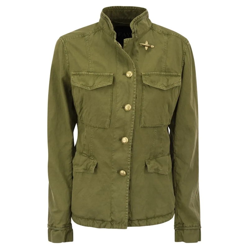 Fay Veste de transition Cotton And Linen Sahariana Green