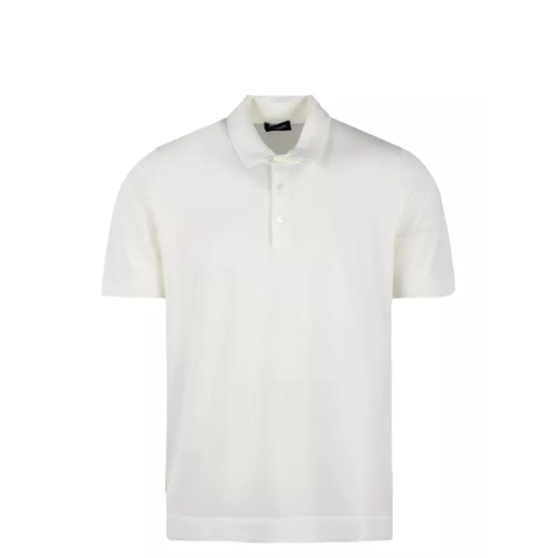 Drumohr Cotton Knit Polo Shirt White 