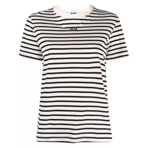 MSGM Logo-Embroidered Black/White Striped T-Shirt White 