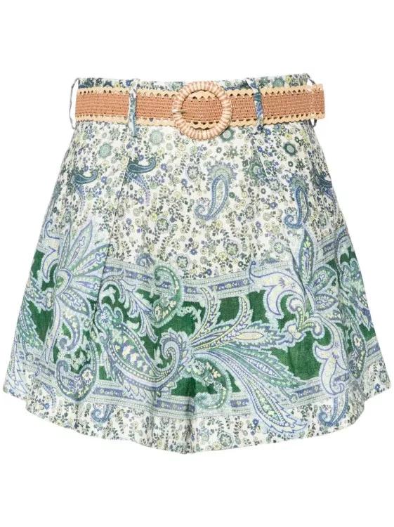 Zimmermann - Ottie Tuck Linen Shorts - Größe 1 - green