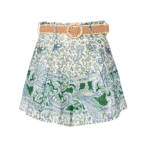 Zimmermann  Ottie Tuck Linen Shorts Green