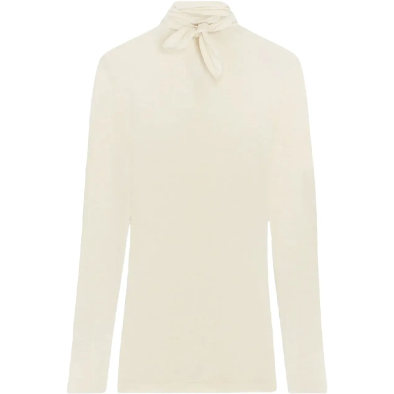 Lemaire T-shirt Foulard Top With Patchs Pearl White weiß