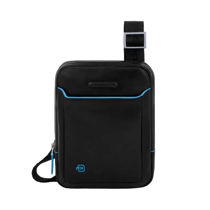 Piquadro Schultertasche Black Leather Shoulder Bag Black