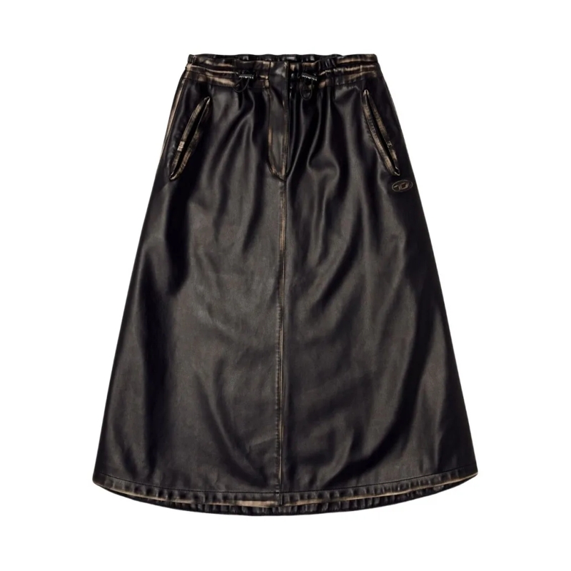 Diesel Midirok Flared Midi Skirt With Elastic Waistband Black