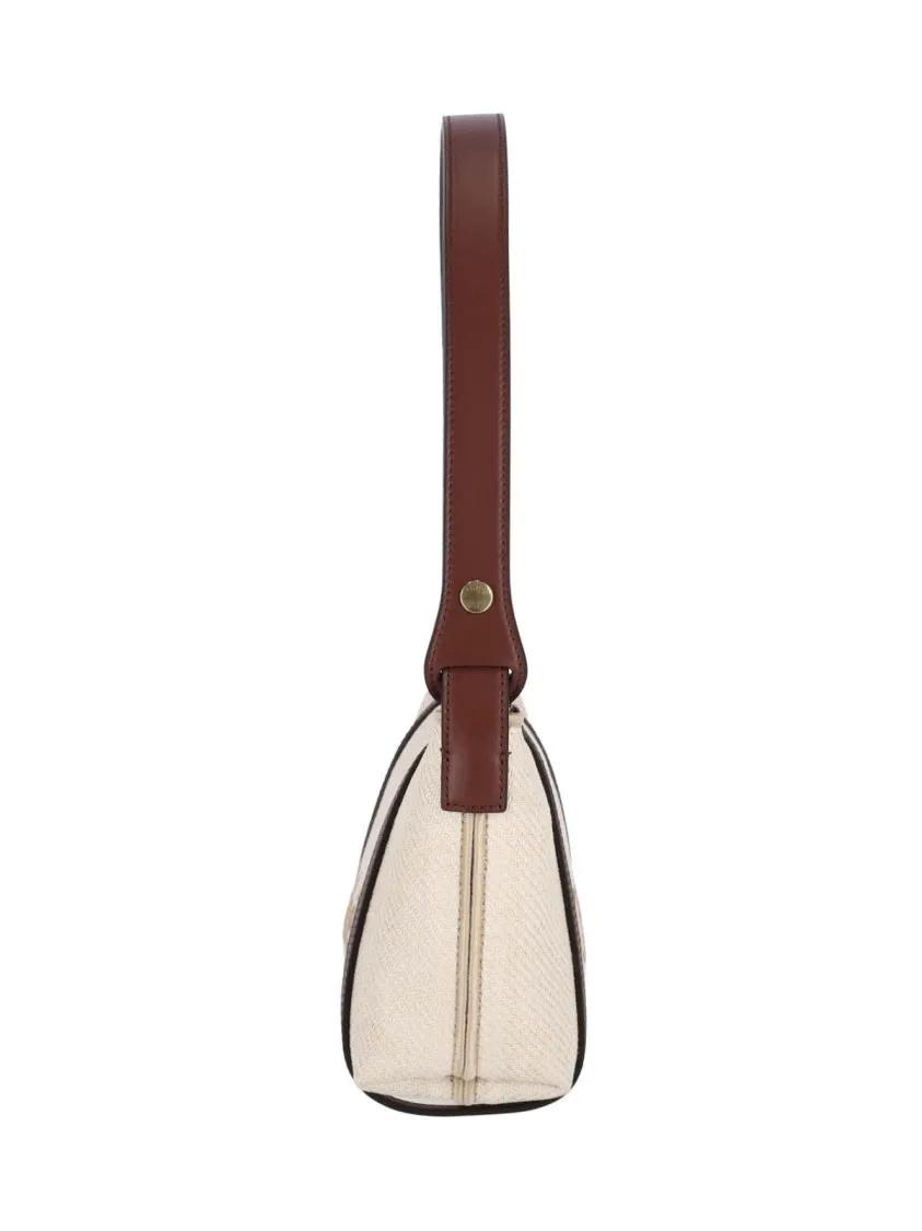 Chloé Crossbody bags Structured Canvas Shoulder Bag With Leather Accent in beige