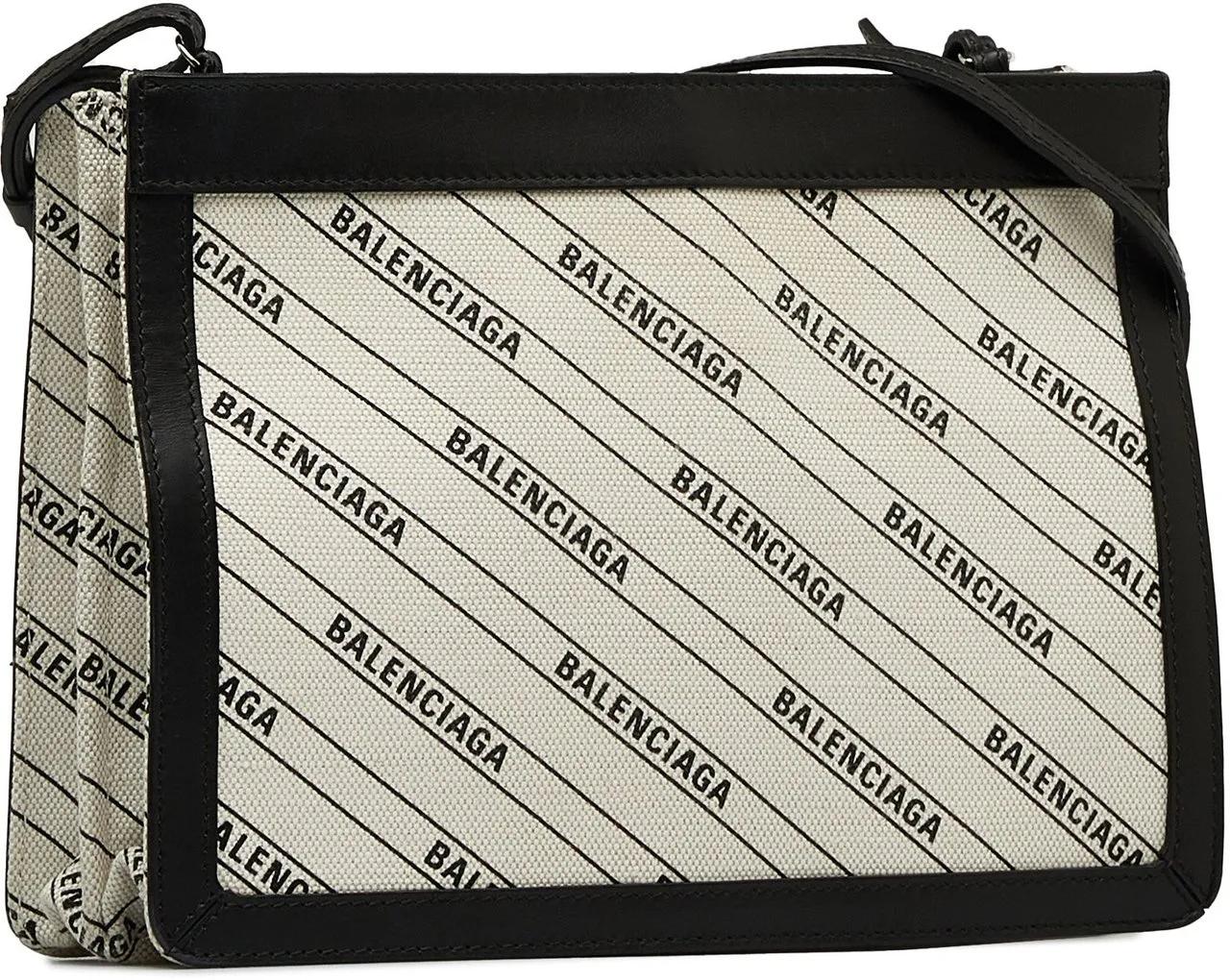 Thumbnail - Balenciaga Hobo Bags - 2019 All Over Logo Navy Pochette S - Gr. unisize - in Weiß - für Damen