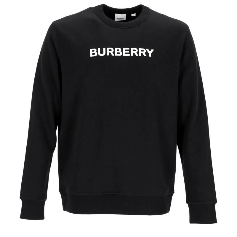 Burberry  Black Sweatshirt With Bold Logo Print And Ribbed D Black