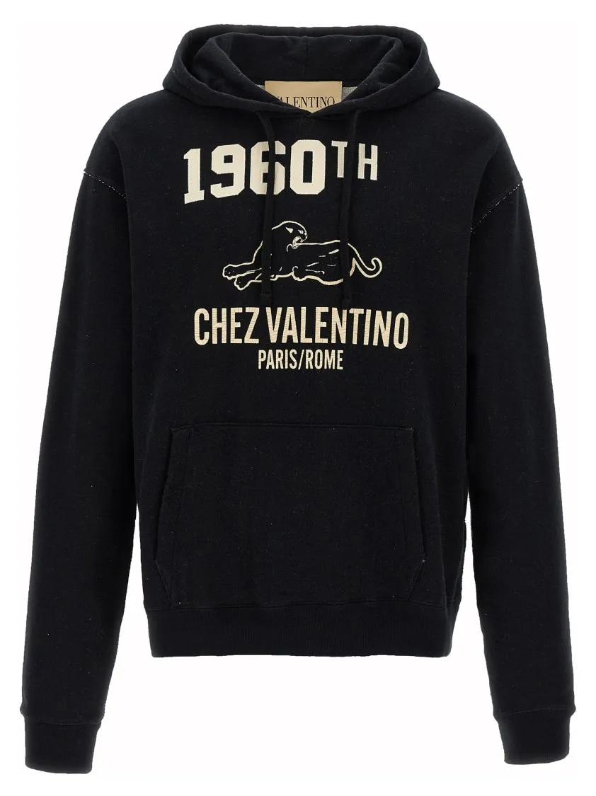 Thumbnail - Valentino Garavani - Cotton Hoodie Front Print And Kangaroo Pocket - Größe L - schwarz