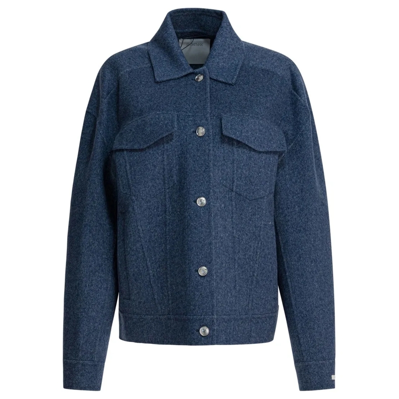 Max Mara Übergangsjacke Wool Overshirt Jacket Blue