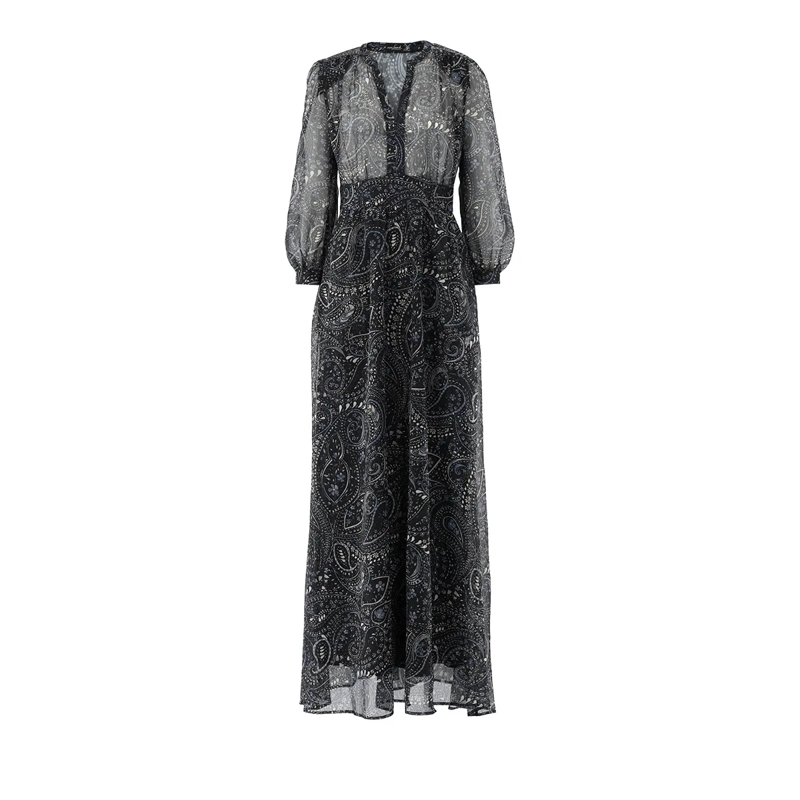 VAN LAACK Maxikleid Kleid Comfort Fit Druck dunkel-blau