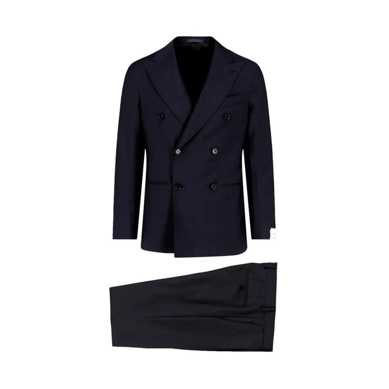Emanuela Caruso Pakcombinatie Black Double-Breasted Wool And Mohair Blend Suit Black