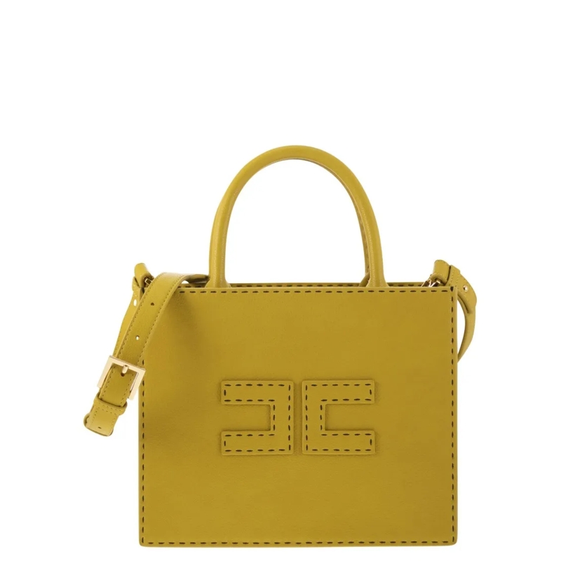 Elisabetta Franchi Fourre-tout Small Tote With Contrast Stitching Yellow