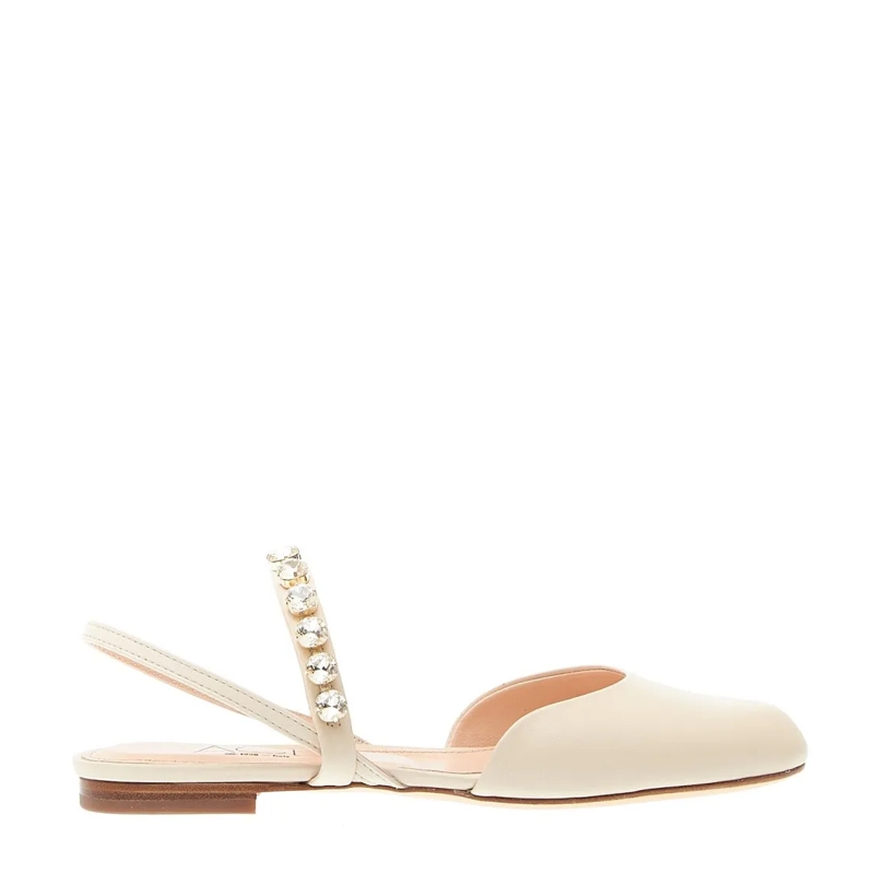 Agl Sandalen Cream Slingback With Rhinestones Neutrals