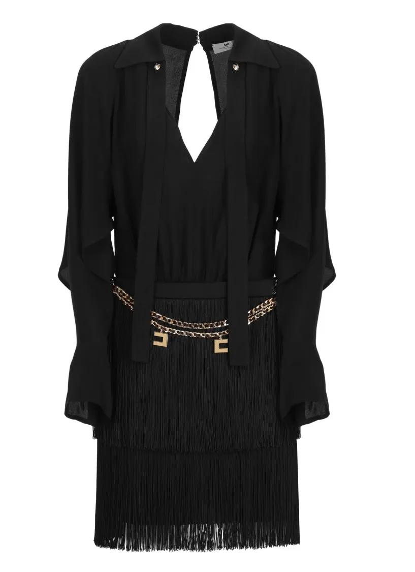 Elisabetta Franchi - Viscose Chemisier Dress - Größe 40 - schwarz