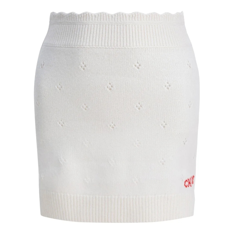 Chloé Minirock Openwork Wool And Cashmere Miniskirt White