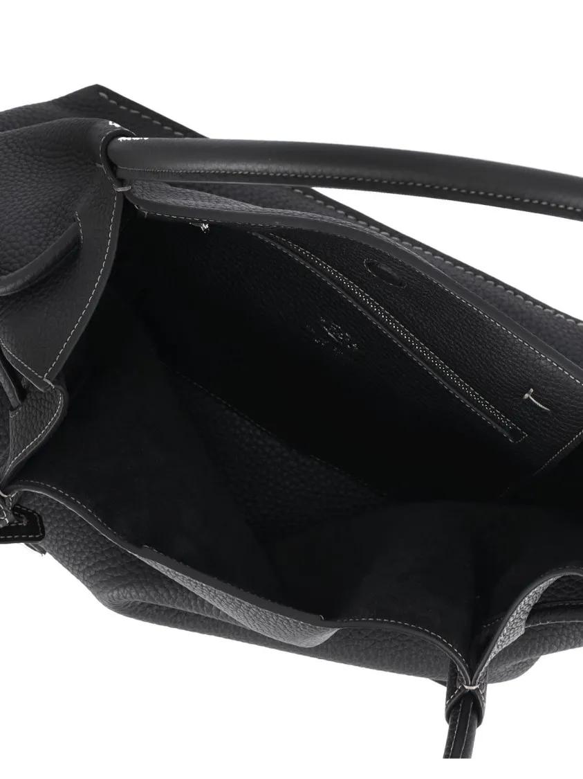 TOD'S Bucket bags Structured Black Pebbled Leather Bucket Bag in zwart