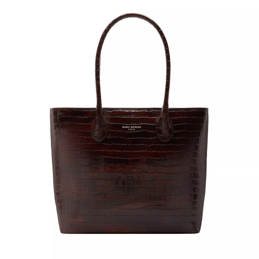 Isabel Bernard Honoré Lysanne Croco Brown Calfskin Leather Shoulder Bag Borsa da shopping