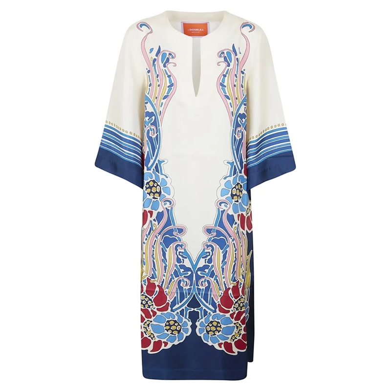 LaDoubleJ Tunique/caftan Silk Twill Kaftan With Lemuria Motif White
