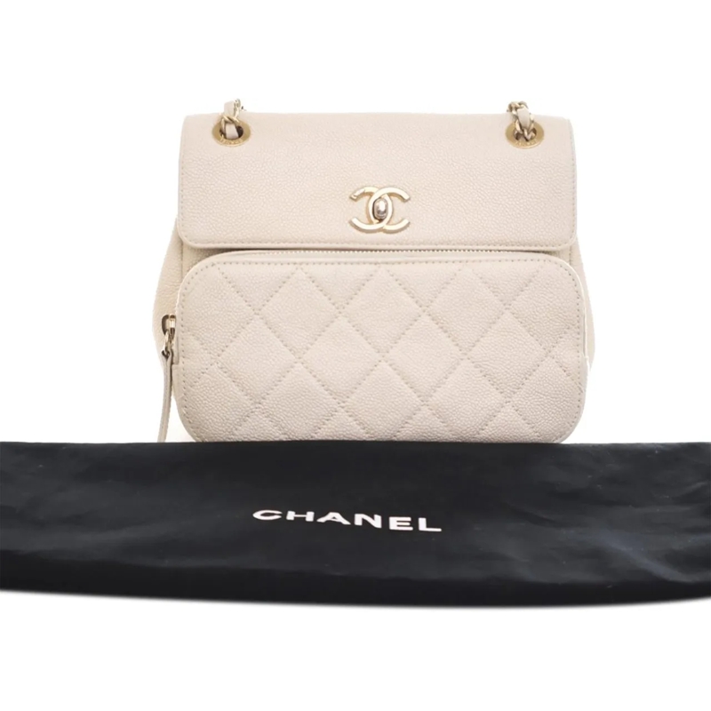 Chanel Schultertasche Caviar Business Affinity Messenger Flap weiß (Image 3)