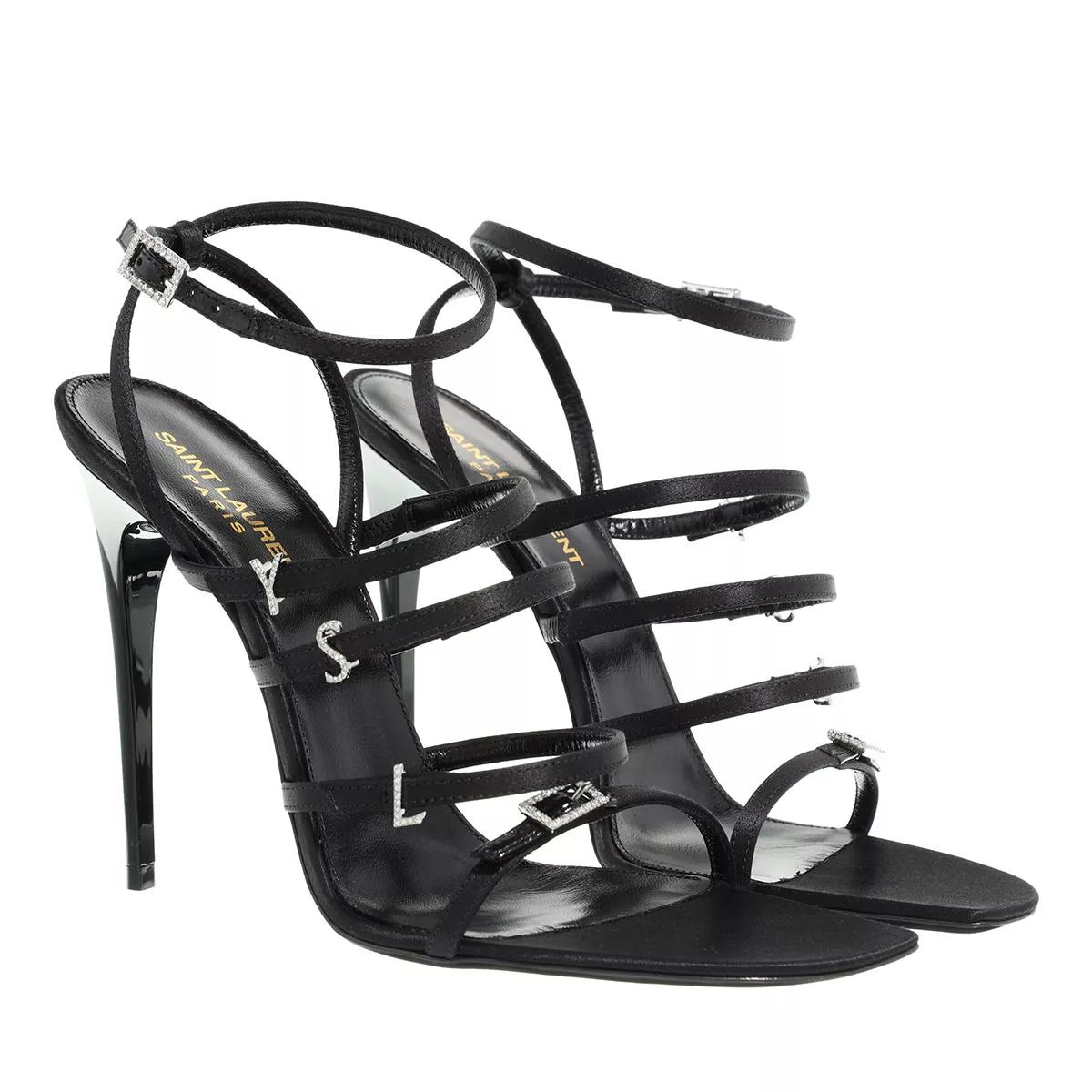 Saint Laurent Sandalen & Sandaletten - Jerry Sandals In Crepe Satin And Rhinestones - Gr. 39 (EU) - in Schwarz - für Damen