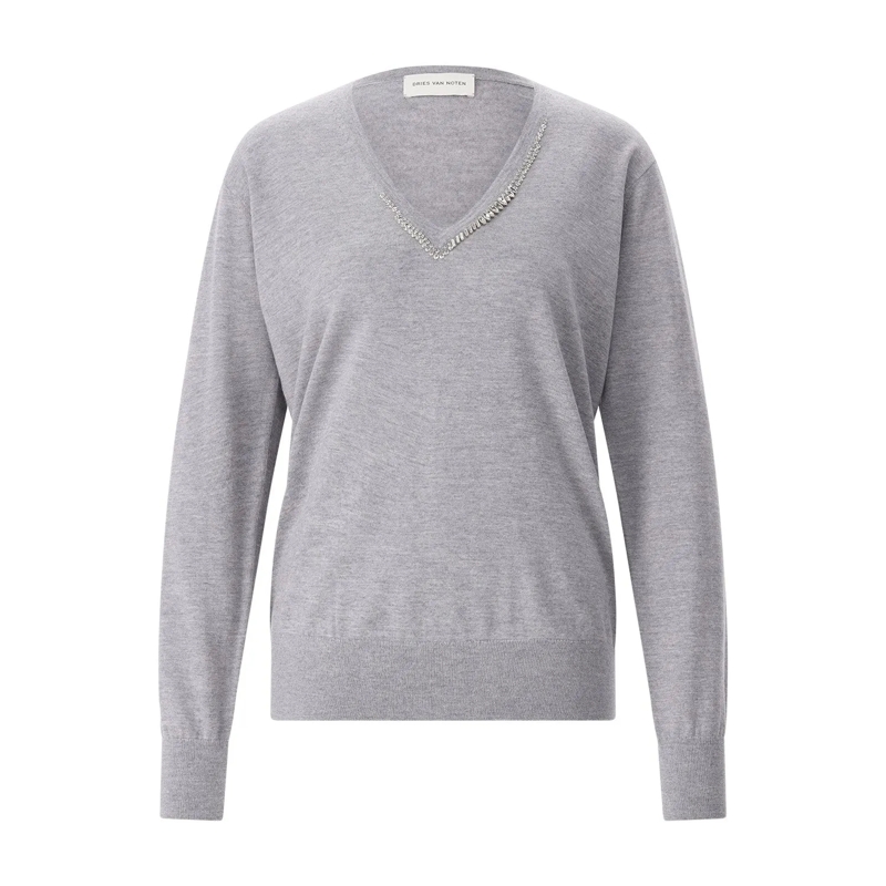 Dries Van Noten Pull Pullover aus Wolle grau