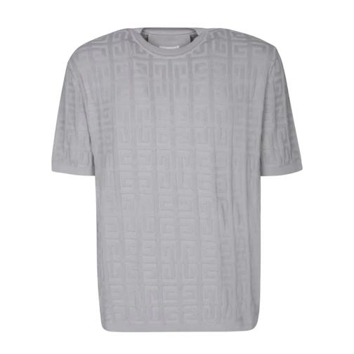 Givenchy Knit Fabric T-Shirt With Embossed Pattern Grey 